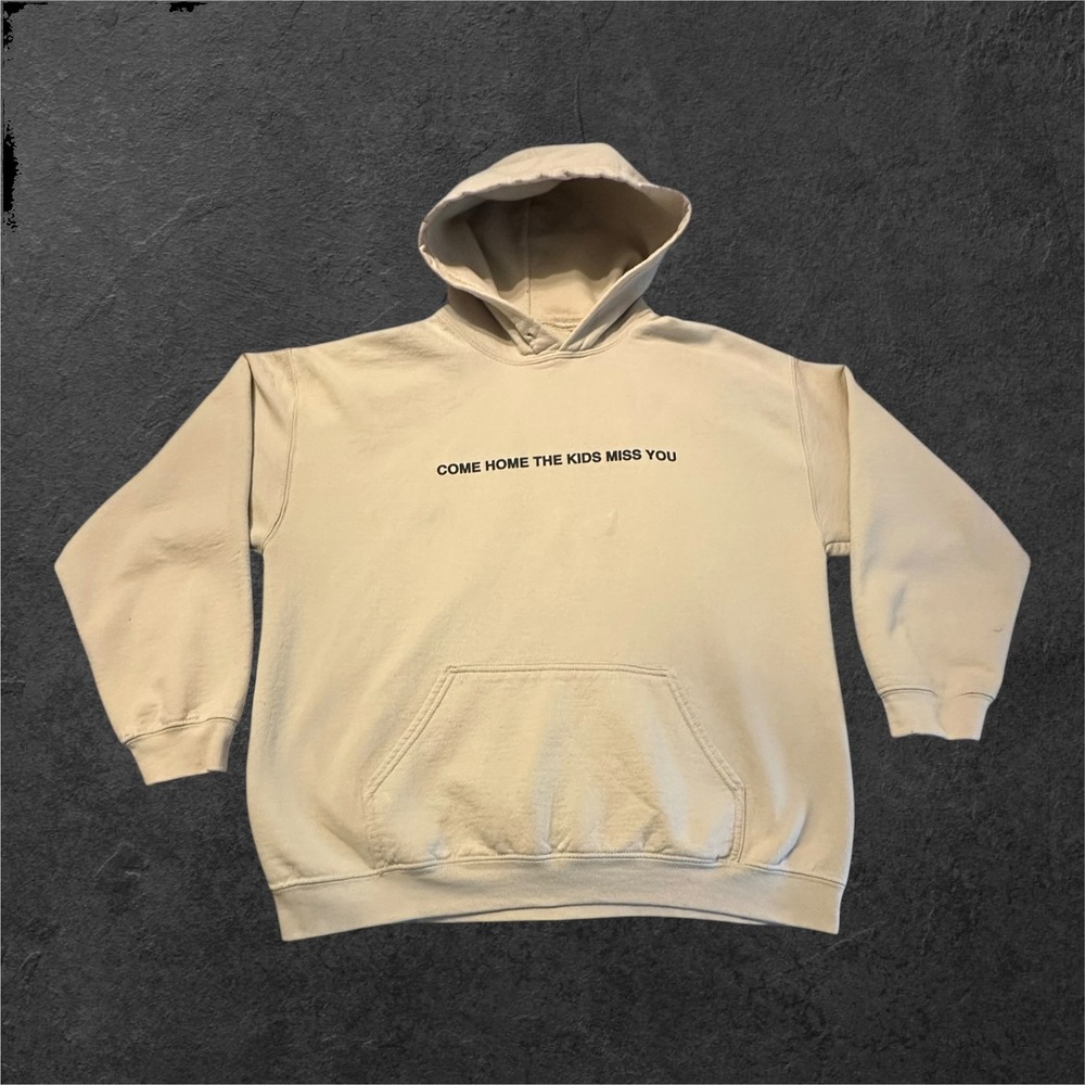Distressed Jack Harlow Hoodie Mens Large Tan 'Come Home The Kids Miss You' Merch